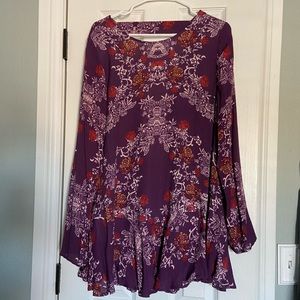 Free People Purple Floral Tunic Top